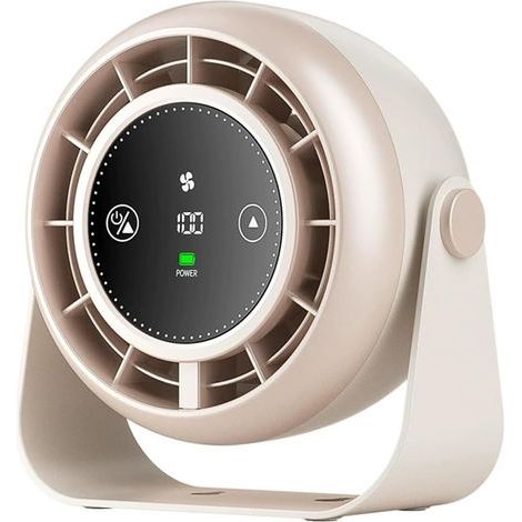 AVEKI Petit ventilateur de bureau rechargeable USB avec écran LED, ventilateur de bureau silencieux à fixation murale, 100 vitesses, ventilateur de table portable pour la maison, le bureau, la cuisine (1/5)