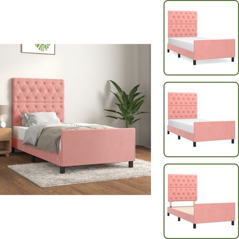 Cadre de lit sans matelas rose 80x200 cm velours - Lit Double - Cadre De Lit - Lit Rembourré - Lit Design - Literie (1/5)
