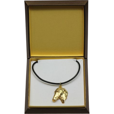 Levriero africano, Azawakh II - collana con ciondolo a forma di cane in confezione regalo, placcata in oro per gli amanti dei cani, un gioiello di grande effetto firmato Art-Dog. (1/5)
