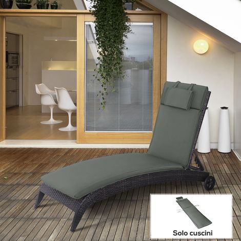 Coussin chaise longue jardin Canais - Dimensions: 198x53x5 cm - Couleur: Gris