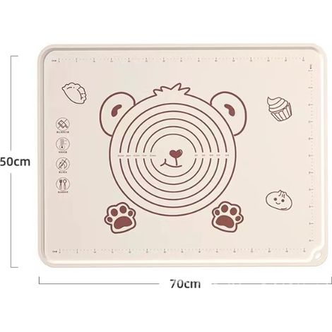 Tapis de pâte en silicone alimentaire épais 50x70cm grand format, planche à pécher antiadhésive pour pâtisserie domestique, lot avec coupe-pâte, rouleau à pâtisserie, pinceau à huile et sac de rangeme (1/3)