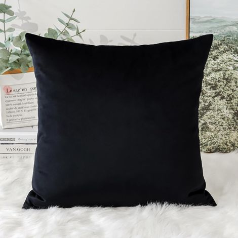 Fodera per cuscino in velluto, federa decorativa per divano, super morbida, decorazione per la casa, soggiorno, camera da letto, per divano, 45x45 cm, nero (1/5)