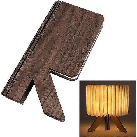 Lampe de lecture pliante en bois, lampe de lecture LED en forme de R, lampe de table rechargeable USB, lampe de chevet, lampe de lecture décorative pour enfants et parents. (1/5)
