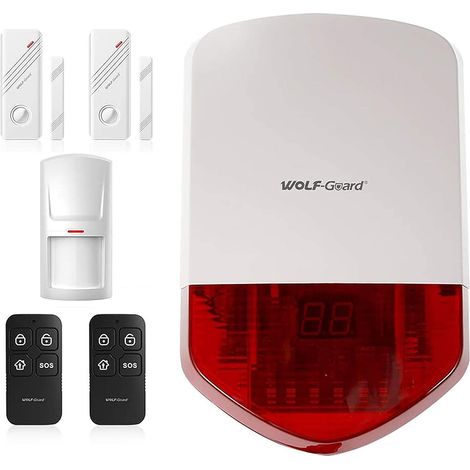 LB-01A Système d'alarme de sécurité 110dB indépendant Pour garage chantier porche Avec télécommande Détecteur de mouvement Base indépendante (1/5)