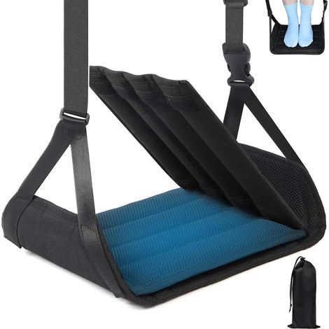 Repose-pieds Avion avec Mousse Mémoire, Repose-jambes Suspendu Réglable Hauteur Portable avec Sac, Plaques Support Hamac Essentiels Voyage pour Longs Vols Bureau Dortoir Détente Pieds & Jambes (1/5)