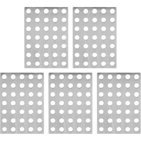 Lot de 5 plaques de réparation plates, plaque d'attache anti-acier, plaque de réparation plate, renfort d'angle pour meubles, connecteurs en bois (1/5)