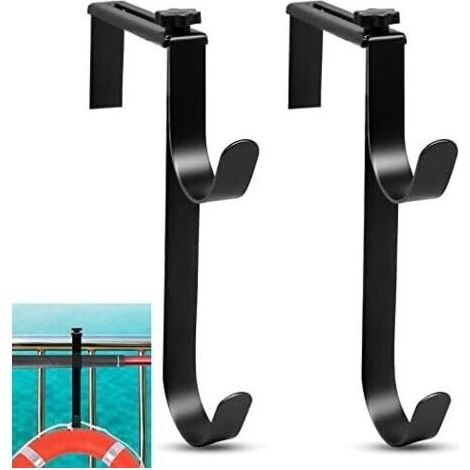 2Pcs Crochet pour Poteau Piscine Ajustable, Double Piscine, clôture équipement Tuyau (Noir) - (1/5)