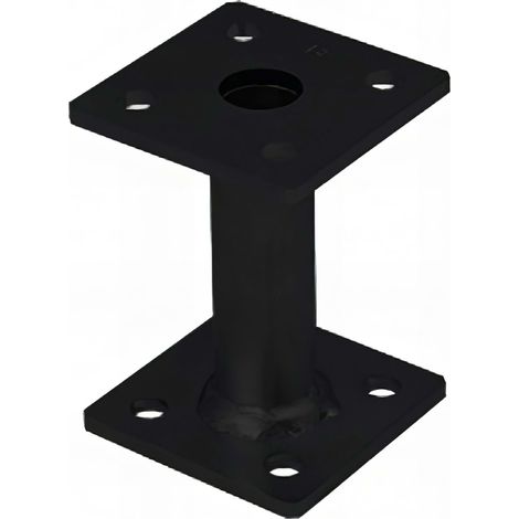 Pied de poteau à embase carré zingué noir à visser - 80 x 80 x 100 x 5,0 mm (1/4)