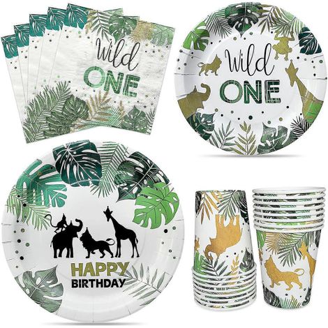 Décorations d'anniversaire et articles de fête sur le thème de la faune sauvage, y compris les assiettes (1/5)
