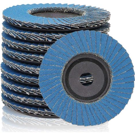 Lot de 10 disques à lamelles, diamètre : 76 mm, grain 120, disques abrasifs pour meuleuse d'angle, pour métal, bois, acier (1/5)