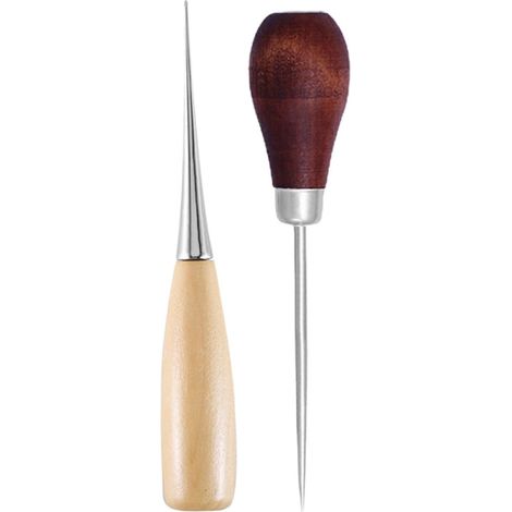 Juego de 2 punzones para cuero con mangos de madera roja, forma de calabaza, herramienta vintage para coser y reparar cuero, agarre cómodo y antideslizante para manualidades.