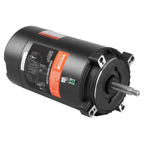 0,75 PS Poolpumpenmotor, 56J Rahmen, 115V(8 Ampere)/230V(4 Ampere) 3450 U/min, 60Hz, 1.5 Betriebsfaktor, 80μF/250V Kondensator, CCW Rotation Rundflansch Ersatzmotor (1/5)
