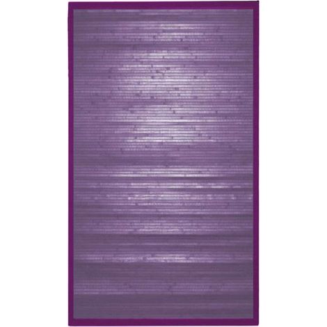 Tapis en bambou violet 70x120 – Large lattes teintées – Bordure en coton – Pour salon, chambre, salle de bain – Thedecofactory (1/4)