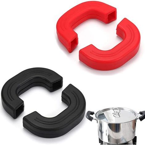 CSPARCV 4-teilige Topfgriffhalterungen, CHmiss Silikon-Heißgriffhalterung, Silikongriff für Auflaufformen, Isolierender Fingerschutz beim Kochen (1/5)