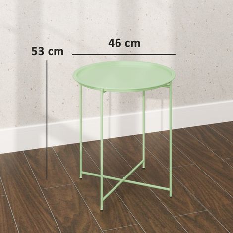 Table de jardin ronde d'extérieur en acier avec plateau amovible, pliable, verte.