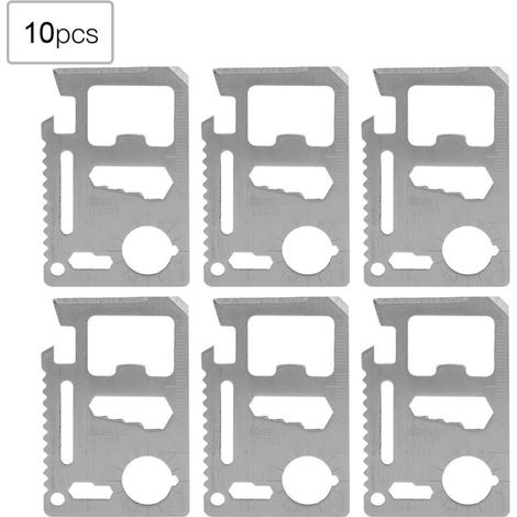 10 Pièces Couteau de Survie Multifonction pour Camping et Randonnée, Outil de Poche Crédit Compact (Dent Unique)