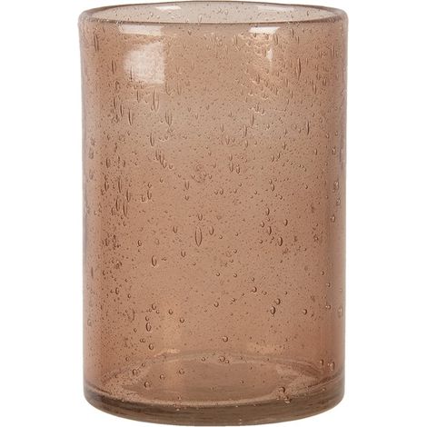 Photophore en verre rose Ø 10 x 15 cm, support décoratif pour bougie chauffe-plat - PANGIVO (1/3)