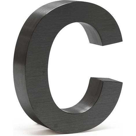 Wiltec Plaque Numéro Maison Lettre "c" 3D, 130 x 30 x 150 mm, Gris anthracite, Acier galvanisé, Résistant aux intempéries, Matériel fixation inclus (1/5)
