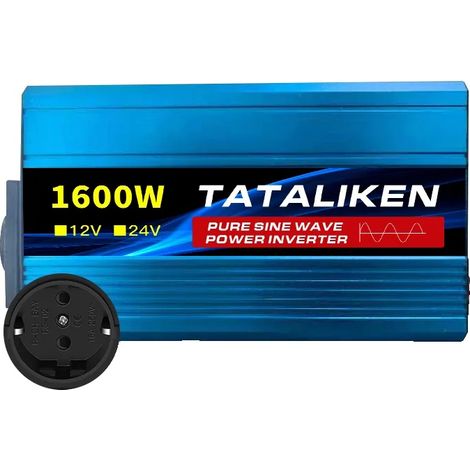Onduleur, onde sinusoïdale pure, micro-onduleur de voiture, 12 V 1600 W 50 Hz EU (1/2)