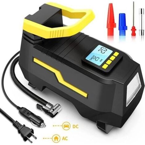 220V/12V 150PSI AC/DC Dual-Power-Luftkompressor, Reifenfüller für Fahrräder, Motorräder und Bälle, mit LED-Licht, Set (1/5)