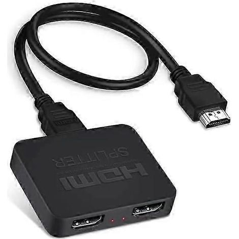 Répartiteur HDMI 4K avec 1 entrée et 2 sorties pour la duplication d'écran double, avec synchronisation audio, compatible avec les moniteurs, les ordinateurs portables et les consoles de jeux (QYSLV). (1/2)