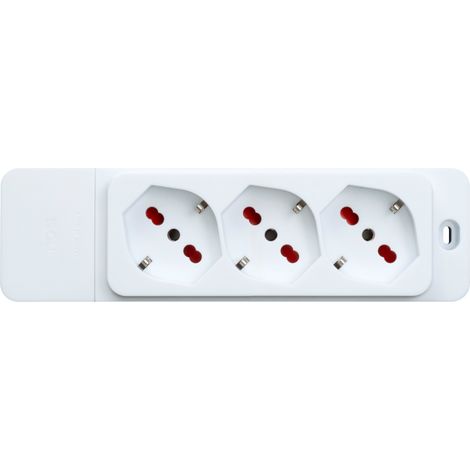 Multipresa con 3 prese bipasso/schuko 10A/16A, senza cavo, bianco, serie Emilia Specialist - Rosi RS8311B