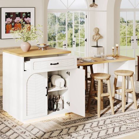 Buffet scandinave blanc noir table extensible LED 2 tiroirs 4 portes meuble cuisine moderne (1/5)