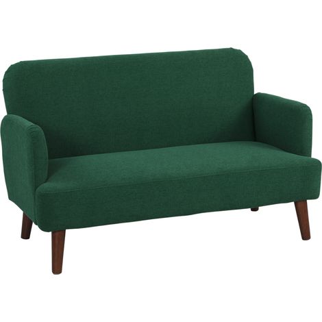 HOMCOM 2 Seater Sofa with 21cm Thick Padding and Wood Legs, Dark Green