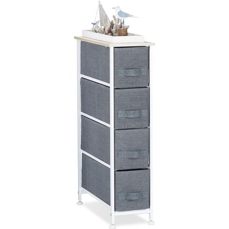 Meuble Rangement 4 Commode étagère tiroir Tissu HxlxP: 76 x 20 x 48 cm, Gris, Variante D (1/5)