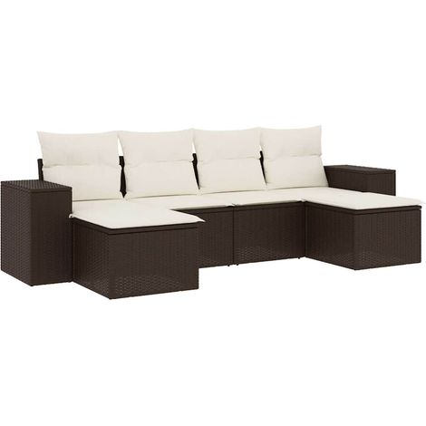 vidaXL Set Divano da Giardino 6 pz con Cuscini Marrone in (1/5)