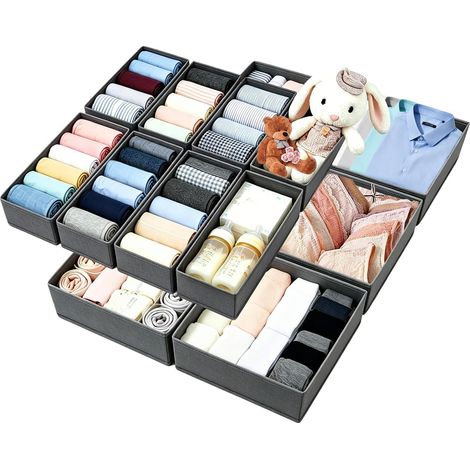Organisateur Tiroir 14Pièces,Boîtes de Rangement Pliables en Tissu (1/5)