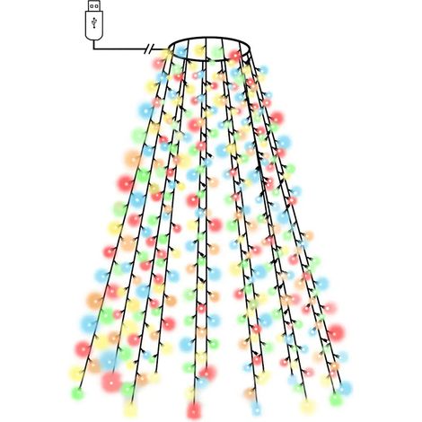 Catena luminosa decorativa per albero 180 cm 180 LED 8 funzioni per interno ed esterno in PVC colorato 020046774