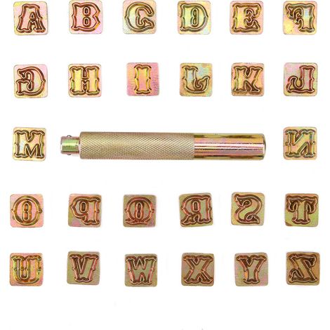Jeu de poinçons en métal de 13 mm, alphabet vintage (26 lettres), outil de découpe pour loisirs créatifs