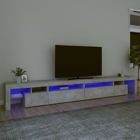 Meuble TV avec lumières LED Gris béton 290x36,5x40 cm (1/5)