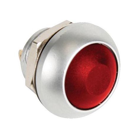 Poussoir métallique rond avec capuchon rouge - 1p spst off-(on)
