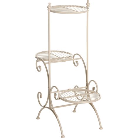 3-Tier Plant Stand Beige Iron 26 x 53 x 71 cm Indoor and Outdoor Metal Flower Pot Traditional Standing Plant Holder ASAGAO (1/5)