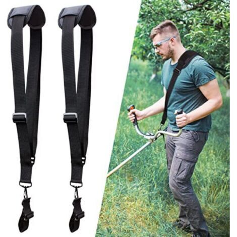 Pair Bretelles réglables – Harnais pour débroussailleuse avec ceinture en nylon durable pour le jardinage (noir) (1/5)
