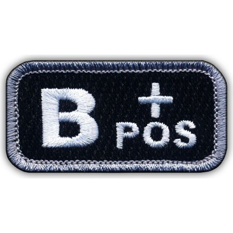 Patchion Gruppo Sanguigno B "pos" nero/bianco - Retro magnetico - Patch/Distintivo/Emblema ricamato