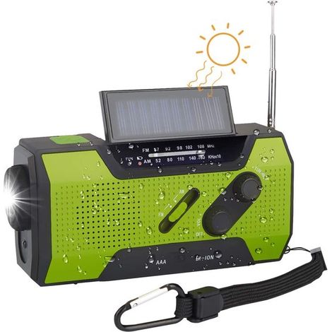Radio de emergencia,Radio recargable,Recargable mediante pilas,USB y cuerda,Cable USB C,Radio de supervivencia (1/5)
