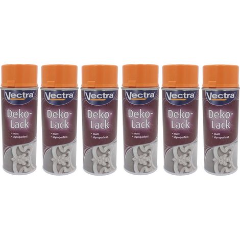 6x Vectra® Dekolack pastellorange matt 400ml Lackspray Farbspray Sprühdose (1/2)
