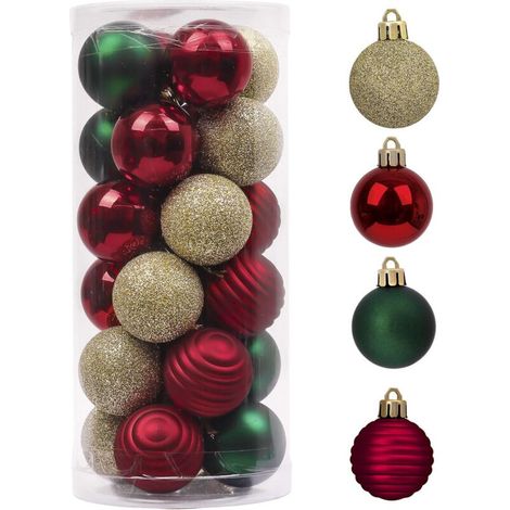 Décorations de sapin de Noël de 4 cm pour l'automne et Halloween, boules suspendues incassables en or rouge vert 24 carats, décorations de fête