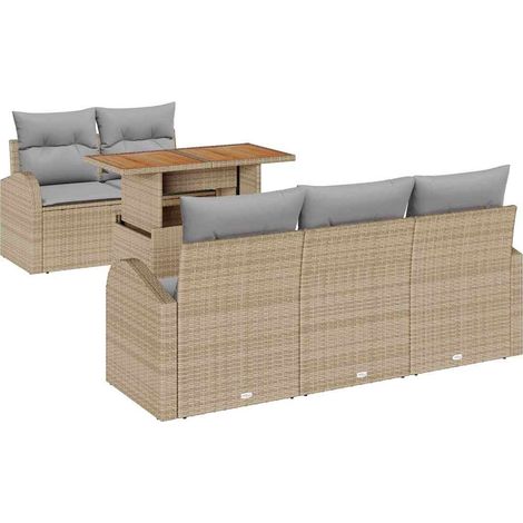 Garden Sofa Set with Storage 6 pcs Beige Poly rattan vidaXL