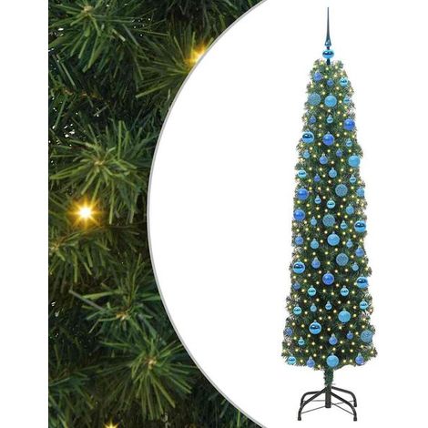 Sapin de Noël artificiel vert, 180 cm de haut, en PVC, acier et plastique. (1/5)
