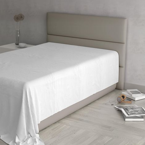 Lenzuolo Sopra MAX COLOR Singolo 150x300 cm, 100% Cotone Made in Italy – Lenzuola Letto Singolo in Tinta Unita - BIANCO (1/4)