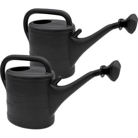 Kunststoff Gießkanne 10 Liter anthrazit - 2er Set - Gartengießkanne mit abnehmbarer Brause -Kanne für Haus und Garten zur Bewässerung für Pflanzen