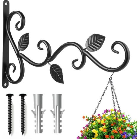Wandhaken für Blumenampeln 30cm, Schwarz, mit Schrauben (1/5)