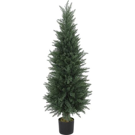 Ciprés artificial de 120 cm en maceta, planta decorativa resistente a los UV (1/5)