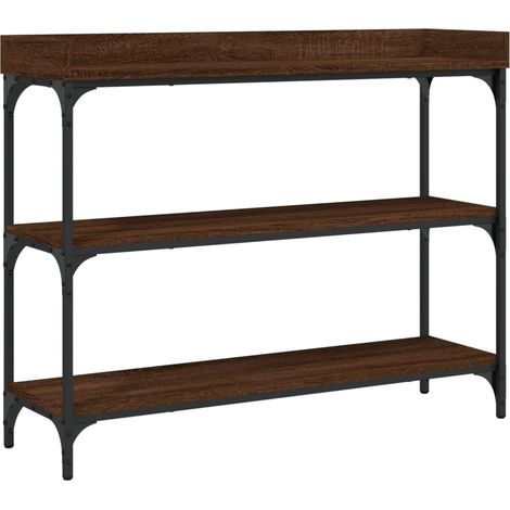 Table console d'entrée fonctionnel et stylé avec étagères 100 x 30 x 80 cm bois d'ingénierie et métal DEC031661