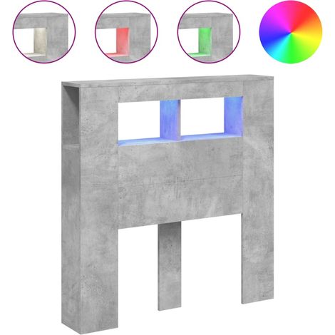 Maison Exclusive - Cabecero LED madera ingeniería gris hormigón 1
