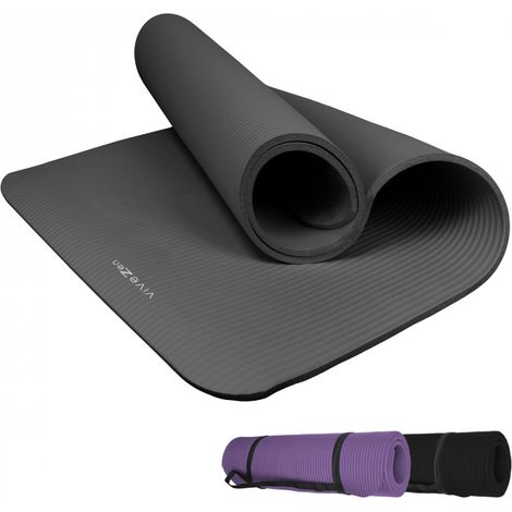 Tapis de yoga antidérapant en NBR 186 x 120 x 1 cm – Ultra confortable avec sangle de transport – Pour yoga et pilates – Vivezen